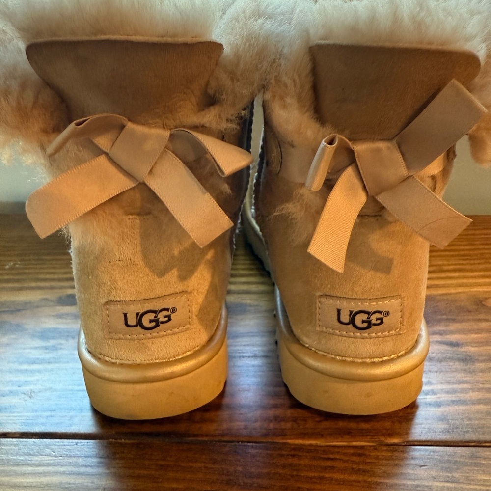 UGG Classic Tan Sheepskin Boots with Bows